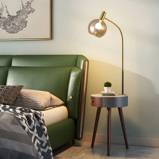 Stylish Bedside Globe Floor Lamp with Integrated Table Zawala Image - 3