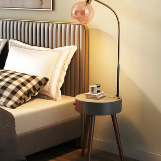 Stylish Bedside Globe Floor Lamp with Integrated Table Zawala Image - 5