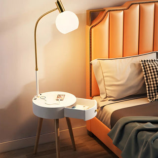 Stylish Bedside Globe Floor Lamp with Integrated Table Zawala Image - 6