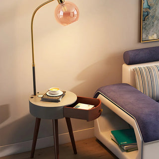 Stylish Bedside Globe Floor Lamp with Integrated Table Zawala Image - 9