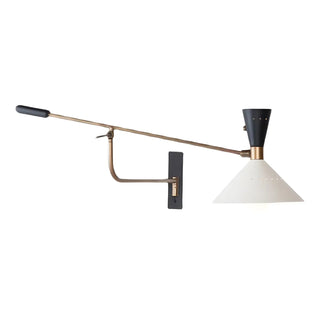 ZOWALA - Nordic Swing Arm Cone Metal Bedroom White Wall Light Image - 6