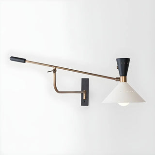 ZOWALA - Nordic Swing Arm Cone Metal Bedroom White Wall Light Image - 7