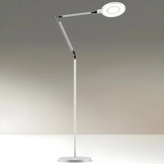 ZOWALA - Adjustable White Round LED Swing Arm Floor Lamp Image - 1