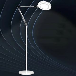 ZOWALA - Adjustable White Round LED Swing Arm Floor Lamp Image - 4
