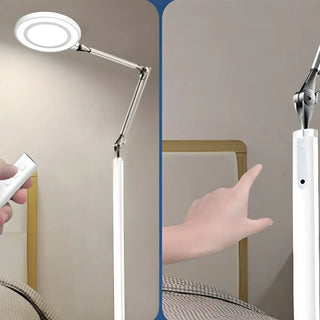 ZOWALA - Adjustable White Round LED Swing Arm Floor Lamp Image - 3