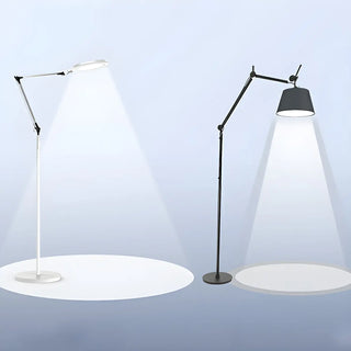 ZOWALA - Adjustable White Round LED Swing Arm Floor Lamp Image - 7