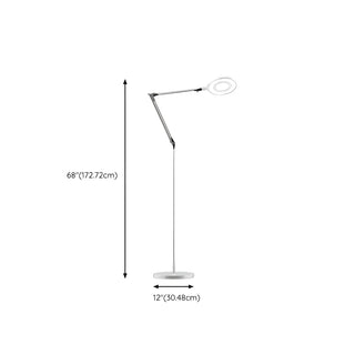ZOWALA - Adjustable White Round LED Swing Arm Floor Lamp #size