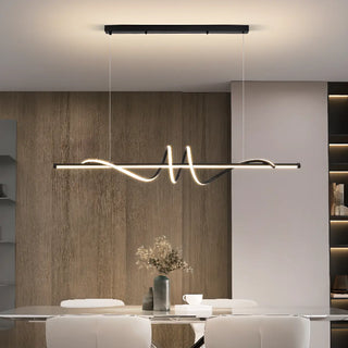 ZOWALA - Dining Room Unique LED Black Wave Pendant Light Image - 2