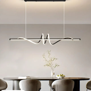 ZOWALA - Dining Room Unique LED Black Wave Pendant Light Image - 4