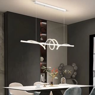 ZOWALA - Dining Room Unique LED Black Wave Pendant Light Image - 5