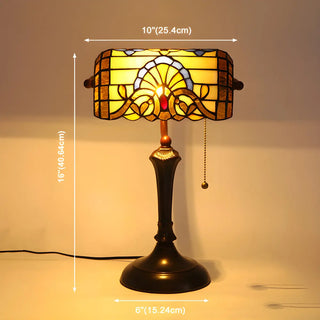 Vintage Tiffany Stained Glass Banker Decor Table Lamp Zawala Image - 14