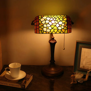 Vintage Tiffany Stained Glass Banker Decor Table Lamp Zawala Image - 4