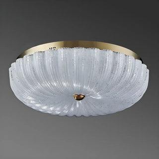 Texture Gold Crystal Drum LED Flush Mount Ceiling Light Zawala Image - 11