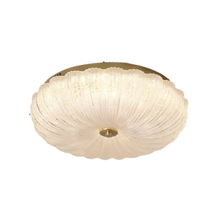 Texture Gold Crystal Drum LED Flush Mount Ceiling Light Zawala Image - 14