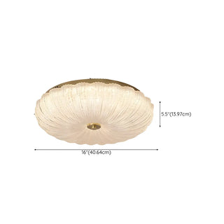Texture Gold Crystal Drum LED Flush Mount Ceiling Light Zawala Image - 16