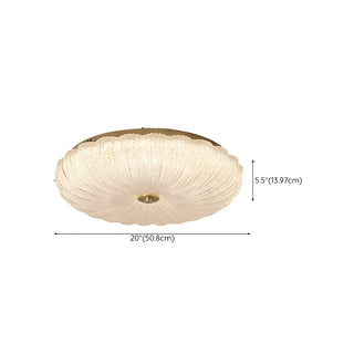 Texture Gold Crystal Drum LED Flush Mount Ceiling Light Zawala Image - 17