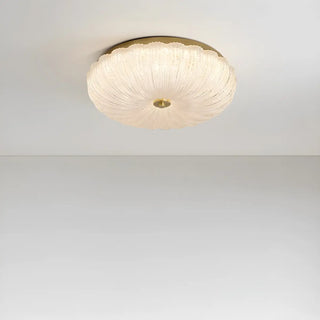 Texture Gold Crystal Drum LED Flush Mount Ceiling Light Zawala Image - 4
