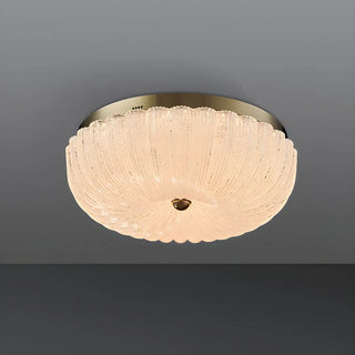 Texture Gold Crystal Drum LED Flush Mount Ceiling Light Zawala Image - 5