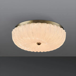 Texture Gold Crystal Drum LED Flush Mount Ceiling Light Zawala Image - 6
