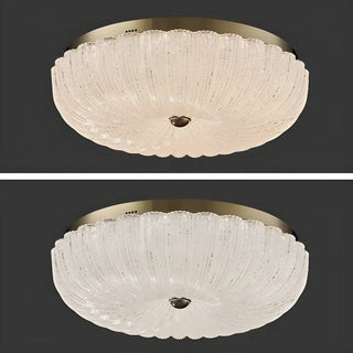 Texture Gold Crystal Drum LED Flush Mount Ceiling Light Zawala Image - 7