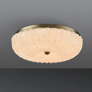 Texture Gold Crystal Drum LED Flush Mount Ceiling Light Zawala Image - 8