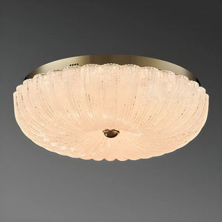 Texture Gold Crystal Drum LED Flush Mount Ceiling Light Zawala Image - 9