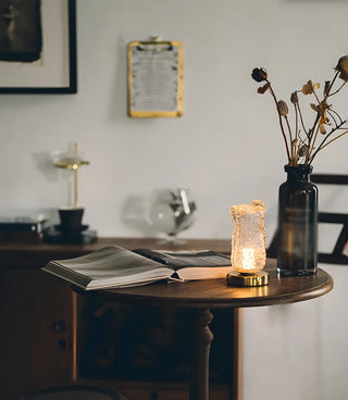Rustic Glass Table Lamp for Cozy Ambiance Lighting Zawala Image - 2