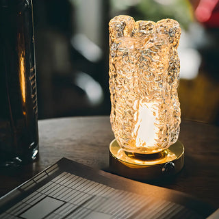 Rustic Glass Table Lamp for Cozy Ambiance Lighting Zawala Image - 5