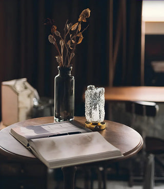Rustic Glass Table Lamp for Cozy Ambiance Lighting Zawala Image - 7
