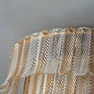 Luxury Tiered Feather Amber Flush Mount Lamp Living Room Zawala Image - 10