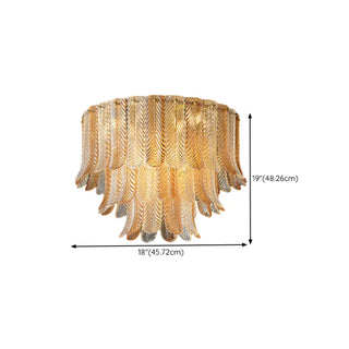 Luxury Tiered Feather Amber Flush Mount Lamp Living Room Zawala #size