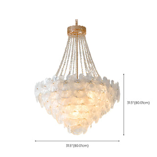 ZOWALA - Flower White Frosted Glass Crystal Beads Tiered Chandelier Image - 10