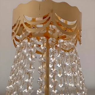 ZOWALA - Flower White Frosted Glass Crystal Beads Tiered Chandelier Image - 7