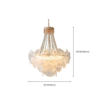 ZOWALA - Flower White Frosted Glass Crystal Beads Tiered Chandelier #size