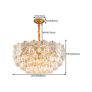 Clear Glass Crystal Gold Tiered Bedroom Drum Chandelier #size