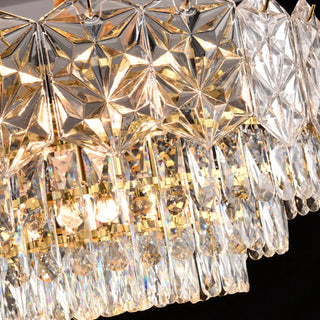 Clear Glass Crystal Gold Tiered Bedroom Drum Chandelier Image - 8