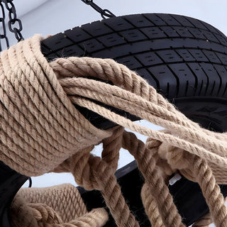 ZOWALA - Tire Rope Hallway 6-Light Black Farmhouse Chandelie Image - 4