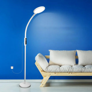 Modern Touch Control White Round Metal LED Floor Lamp Zawala Image - 1