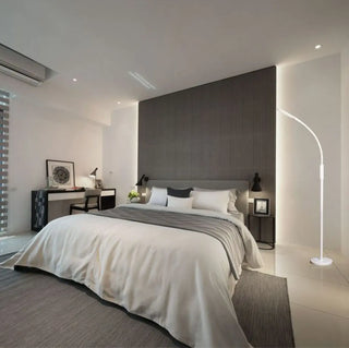 Modern Touch Control White Round Metal LED Floor Lamp Zawala Image - 2