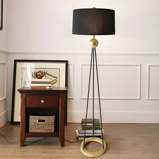 Traditional Black Cylinder Tripod Metal Floor Lamp Zawala Image - 1