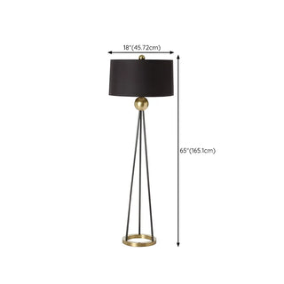 Traditional Black Cylinder Tripod Metal Floor Lamp Zawala #size
