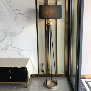 Traditional Black Cylinder Tripod Metal Floor Lamp Zawala Image - 2