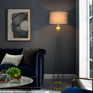 Traditional Black Cylinder Tripod Metal Floor Lamp Zawala Image - 3