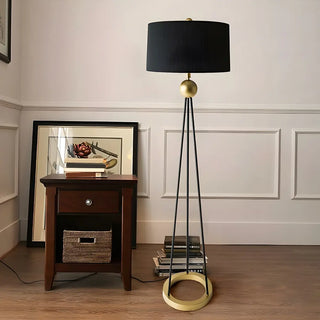 Traditional Black Cylinder Tripod Metal Floor Lamp Zawala Image - 4