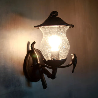 ZOWALA - Traditional Gourd Seedy Glass Shade Wall Light Black Image - 1