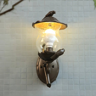 ZOWALA - Traditional Gourd Seedy Glass Shade Wall Light Black Image - 2