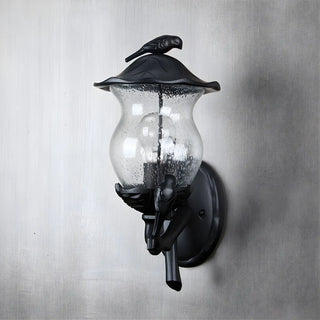 ZOWALA - Traditional Gourd Seedy Glass Shade Wall Light Black Image - 3