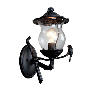 ZOWALA - Traditional Gourd Seedy Glass Shade Wall Light Black Image - 4