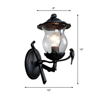ZOWALA - Traditional Gourd Seedy Glass Shade Wall Light Black #size