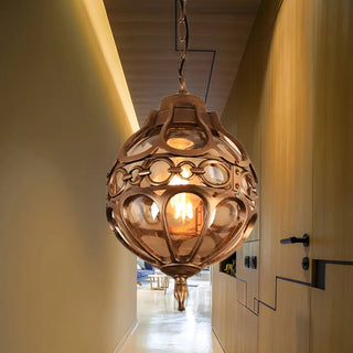 ZOWALA - Vintage Moroccan Amber Glass Lantern Pendant Light Image - 3